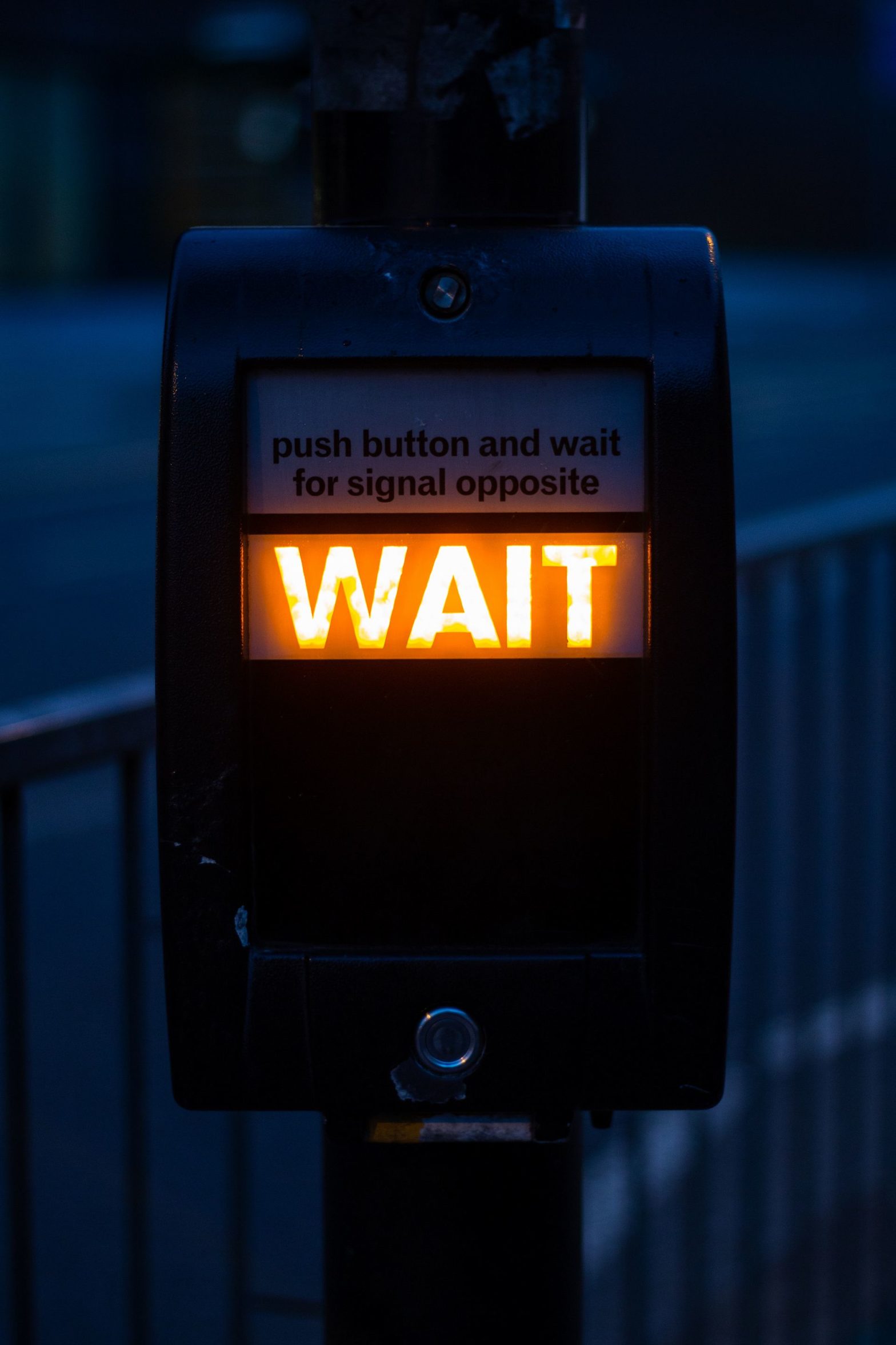 A meter with text saying wait